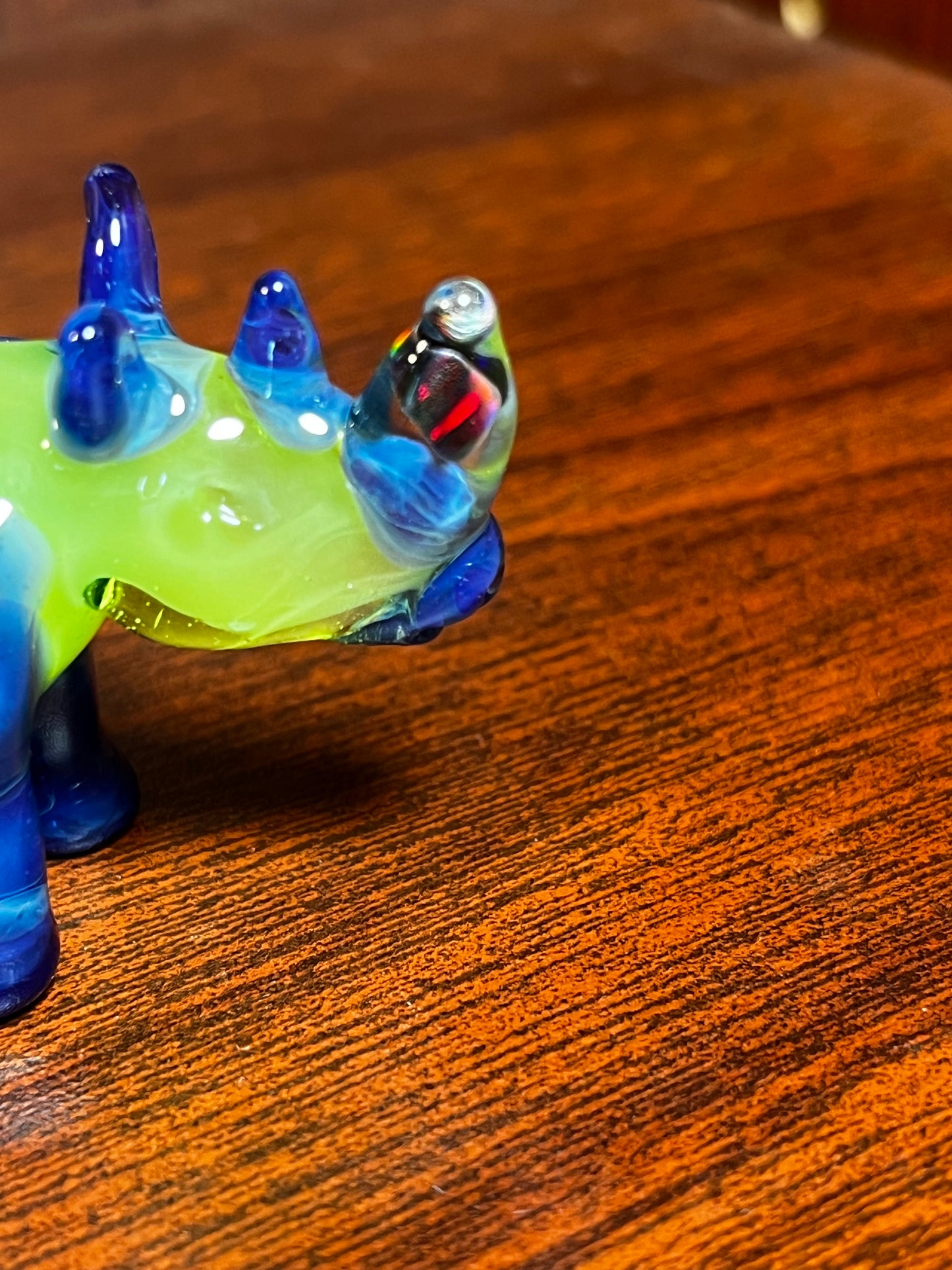 Blue & Green Rhino w/ Black Opal Horn