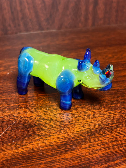 Blue & Green Rhino w/ Black Opal Horn