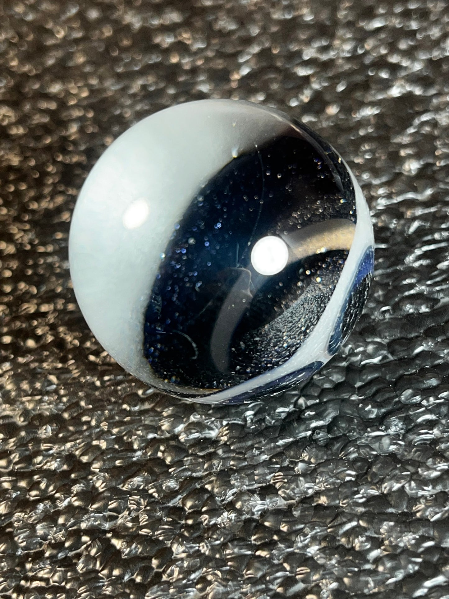 43mm Blue, Silver, & White Vortex Marble