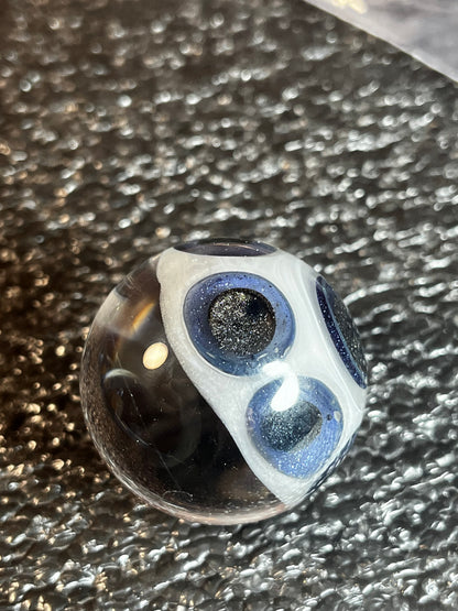 43mm Blue, Silver, & White Vortex Marble