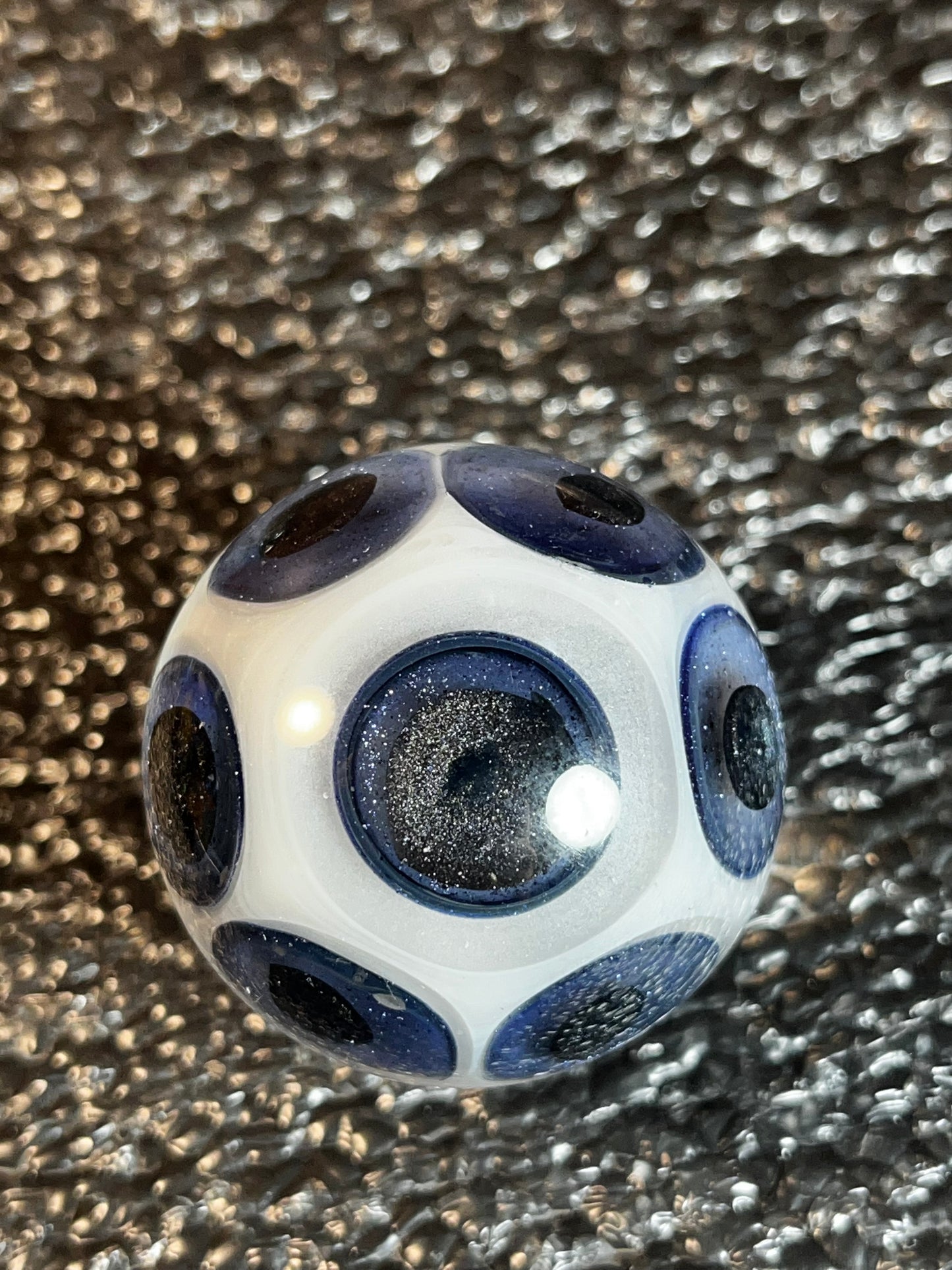 43mm Blue, Silver, & White Vortex Marble