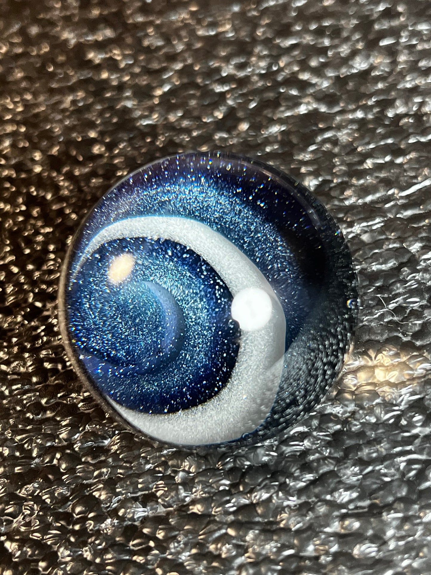 43mm Blue, Silver, & White Vortex Marble