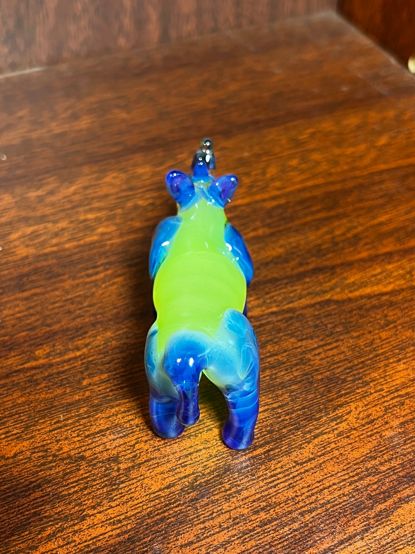 Blue & Green Rhino w/ Black Opal Horn