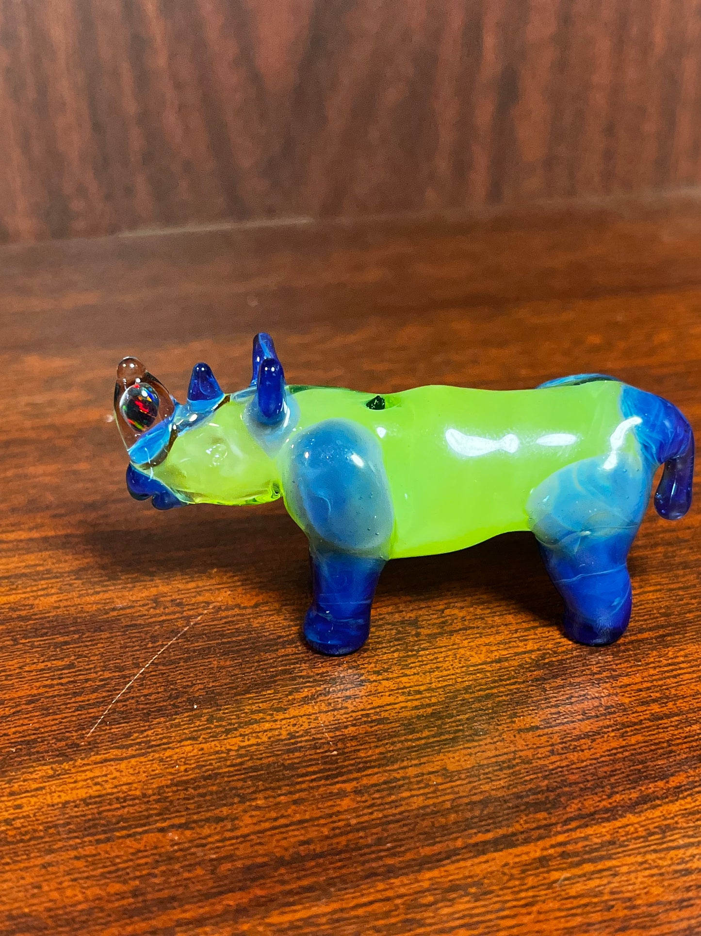 Blue & Green Rhino w/ Black Opal Horn