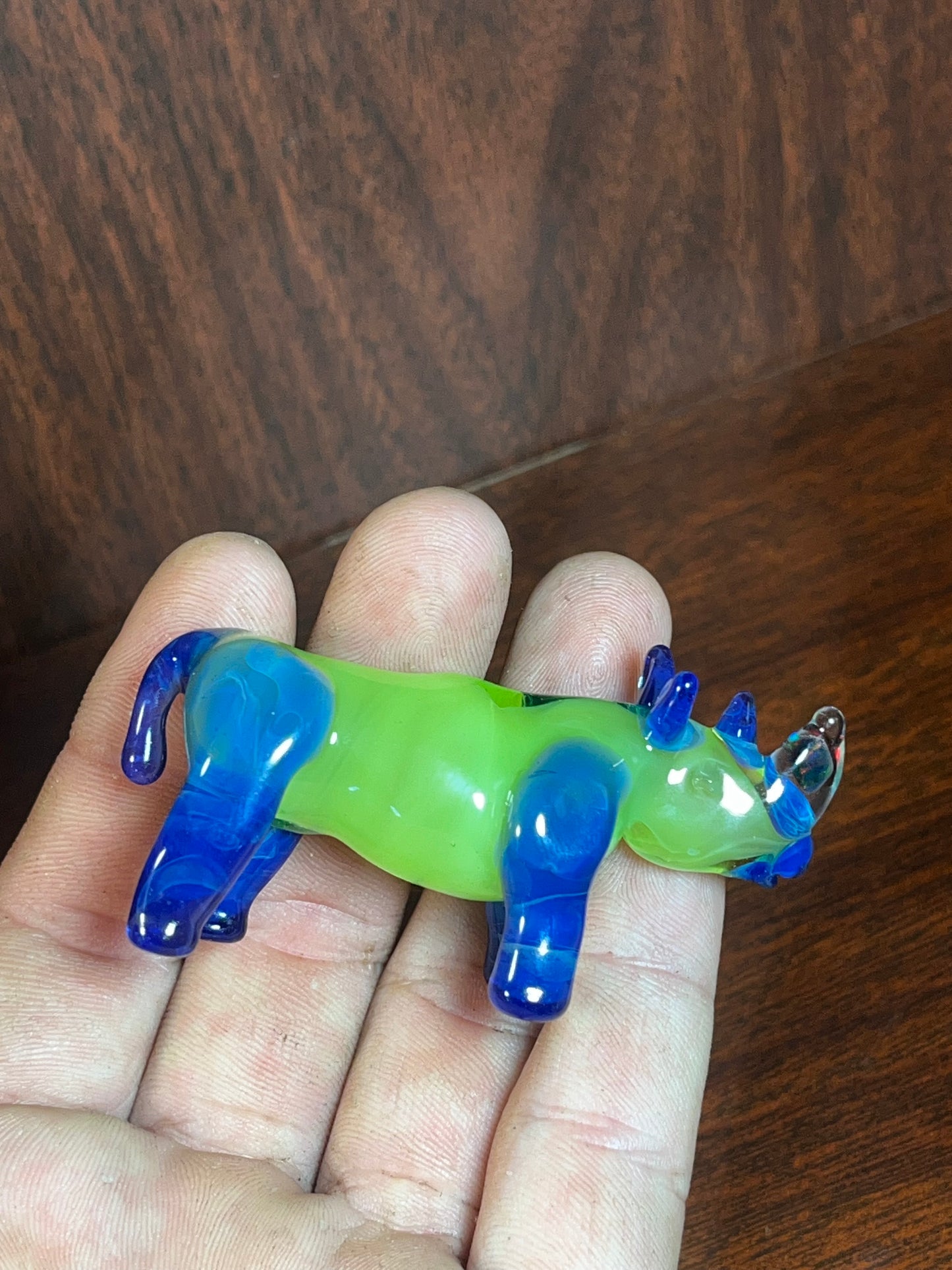 Blue & Green Rhino w/ Black Opal Horn